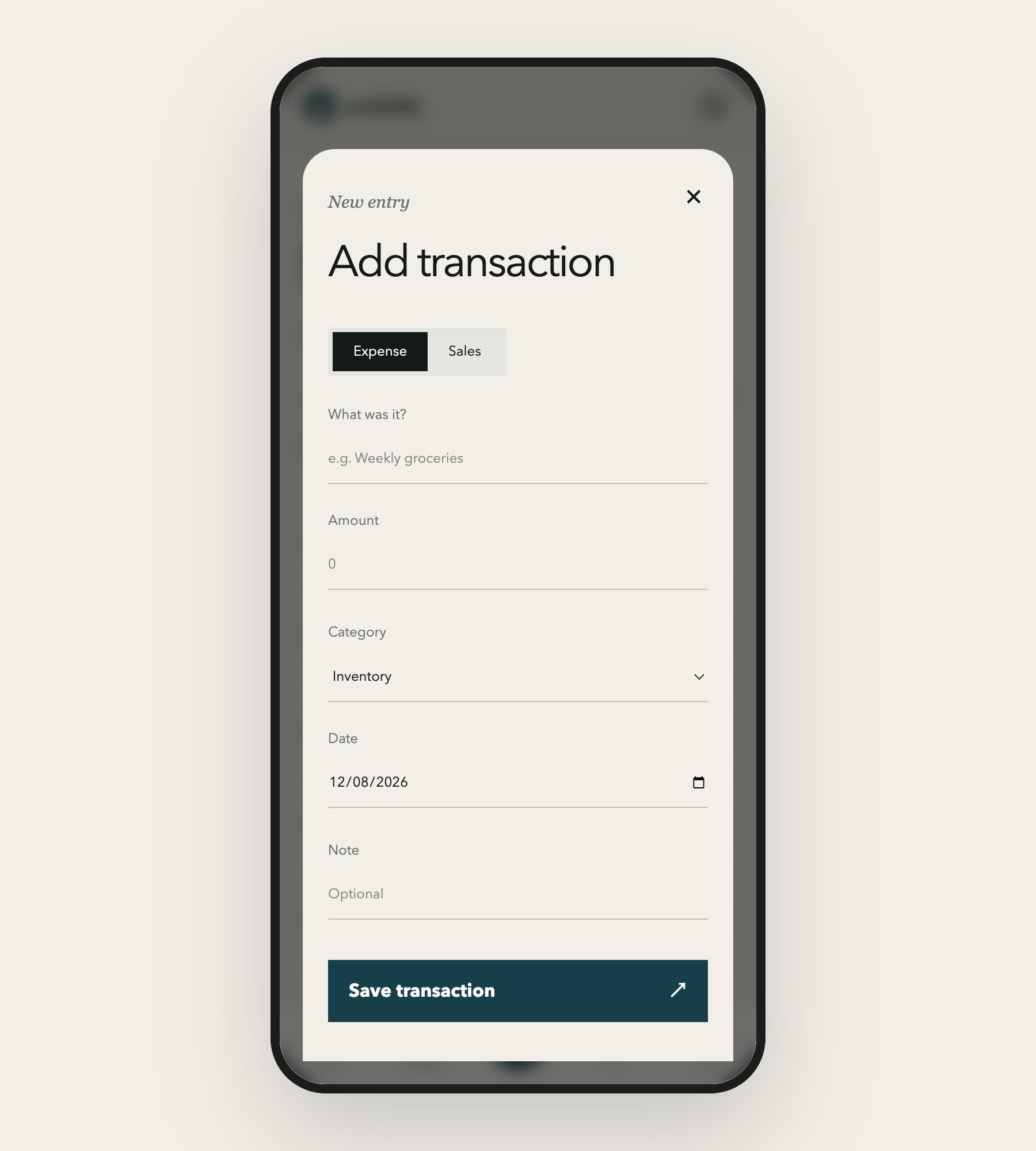 Add-transaction composer