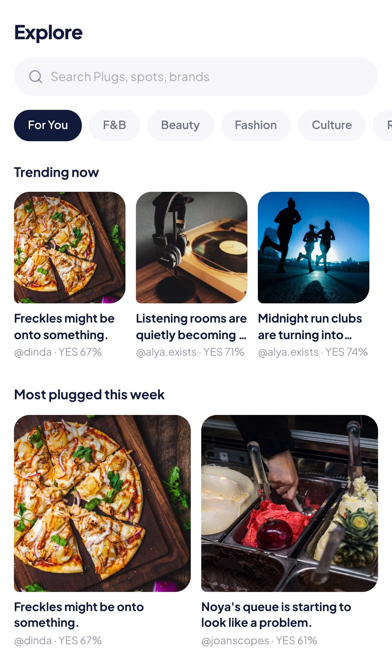 Explore: trending Calls and what's most plugged this week