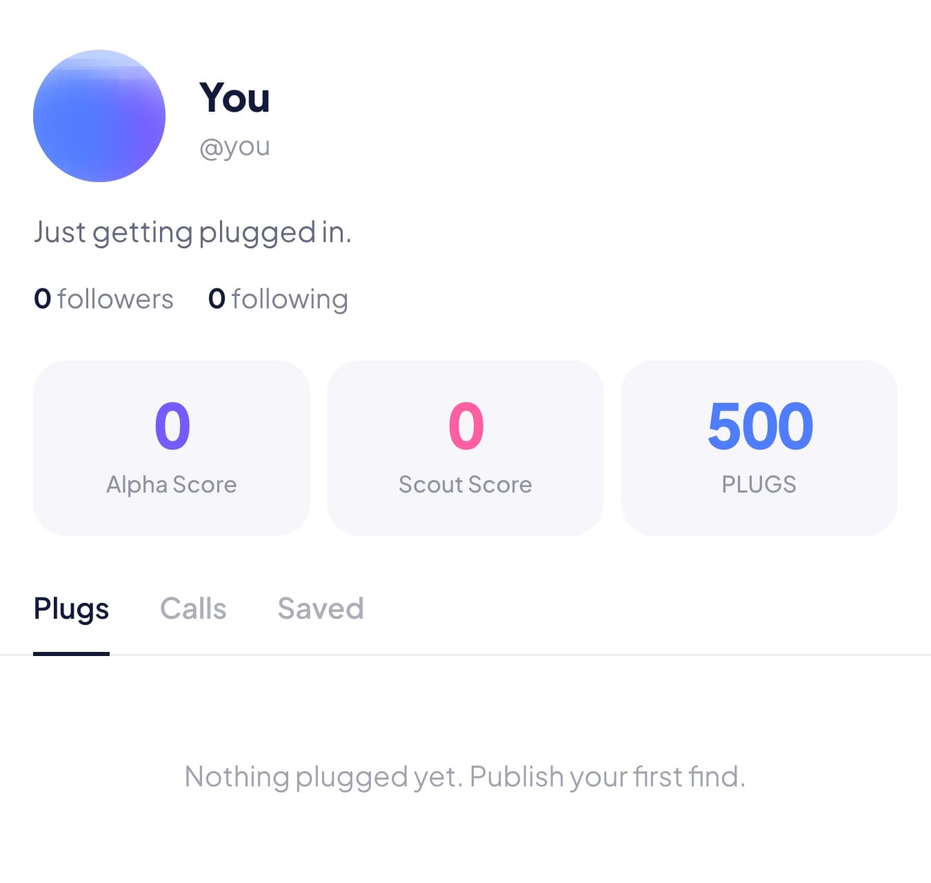 Profile: Alpha Score, Scout Score, and Plugs balance