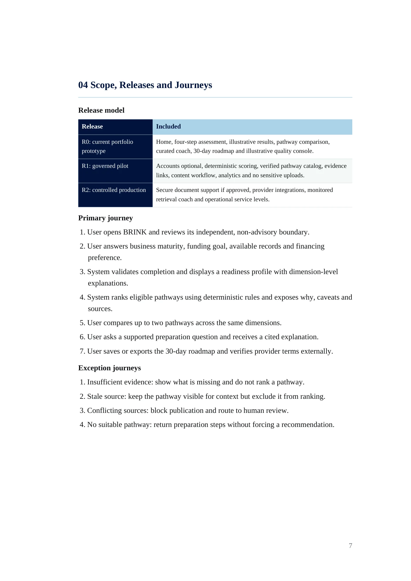 BRINK requirements document, page 7