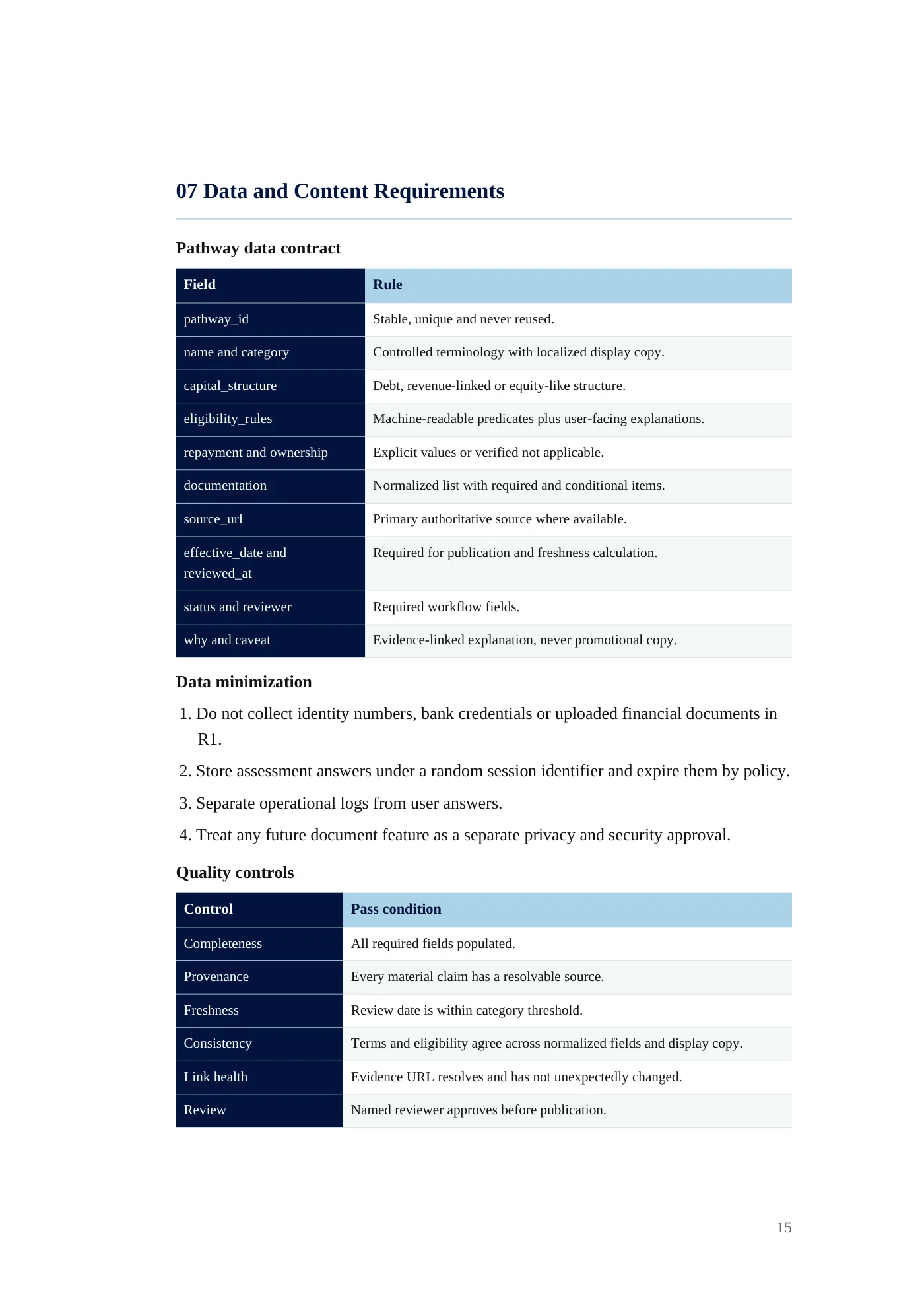 BRINK requirements document, page 15