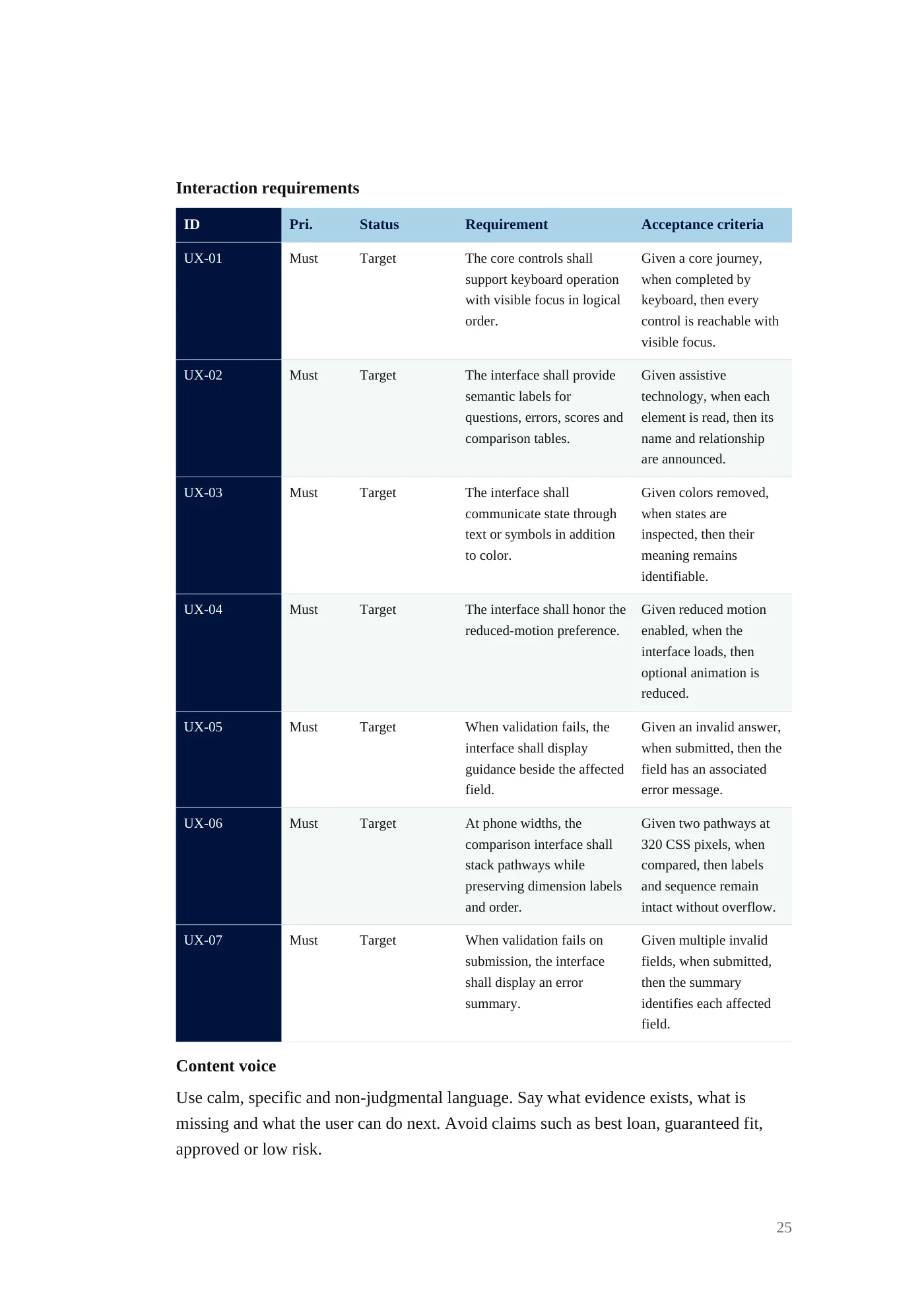 BRINK requirements document, page 25
