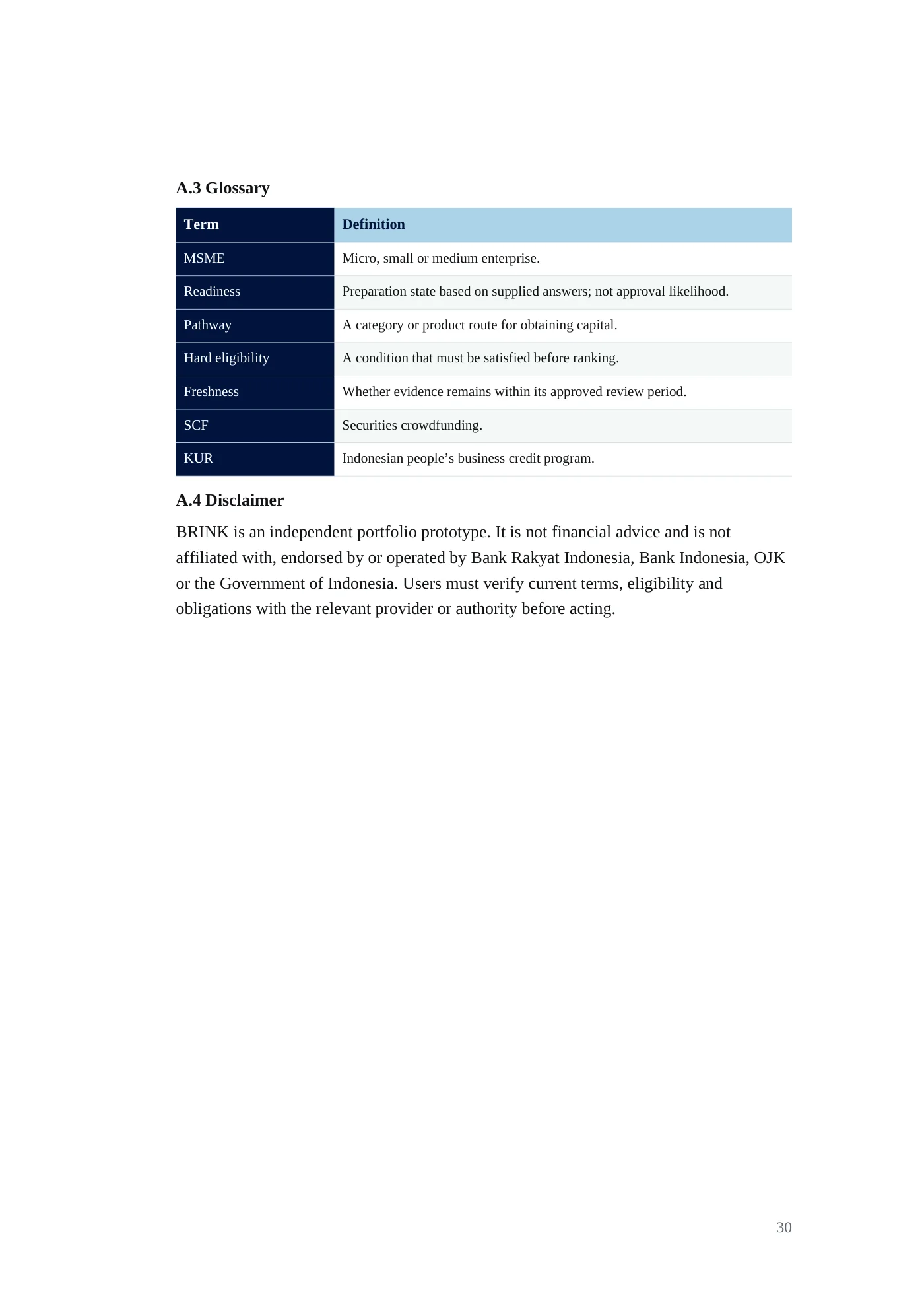 BRINK requirements document, page 30