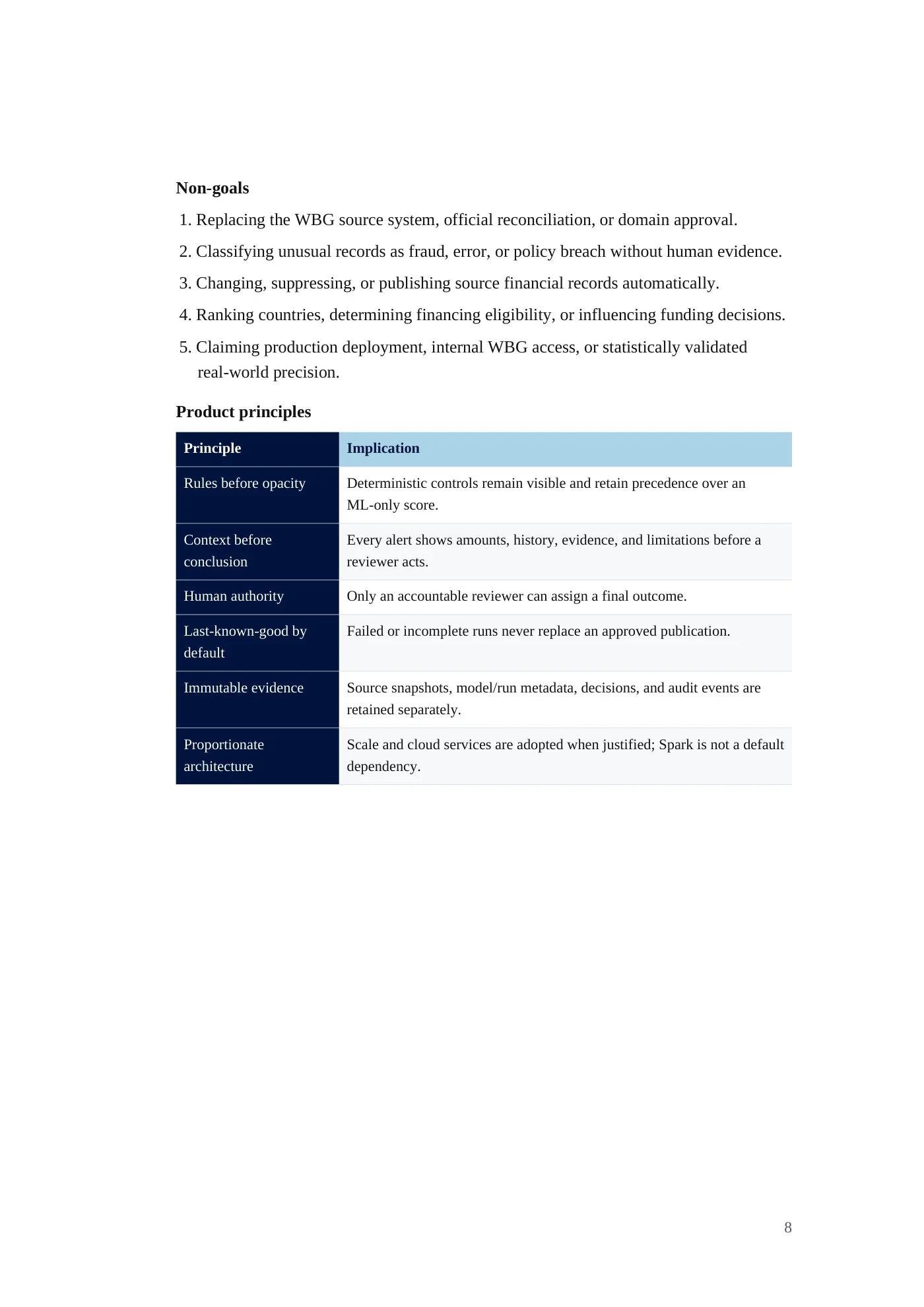 IDA Financial Control Tower requirements document, page 8