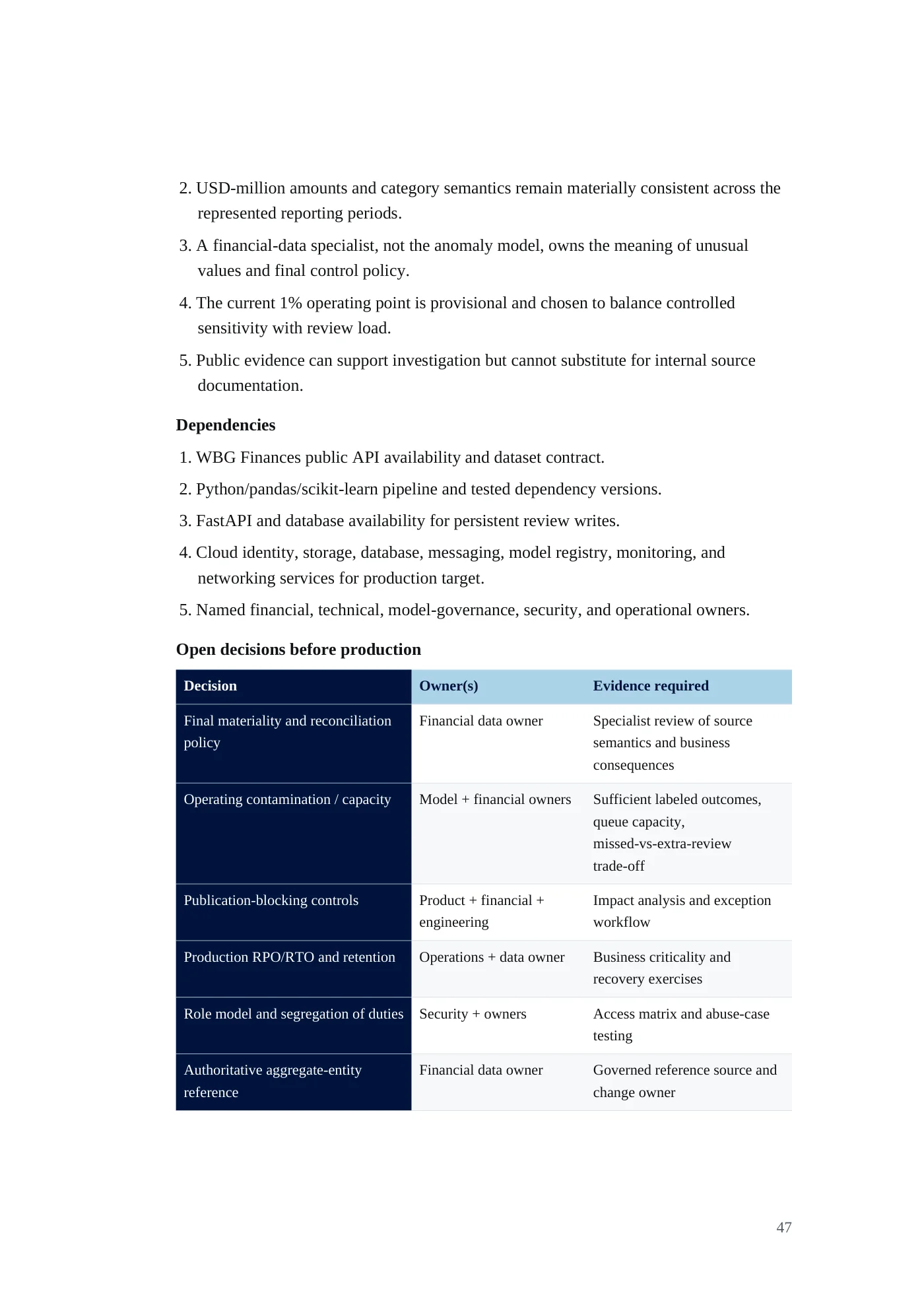 IDA Financial Control Tower requirements document, page 47